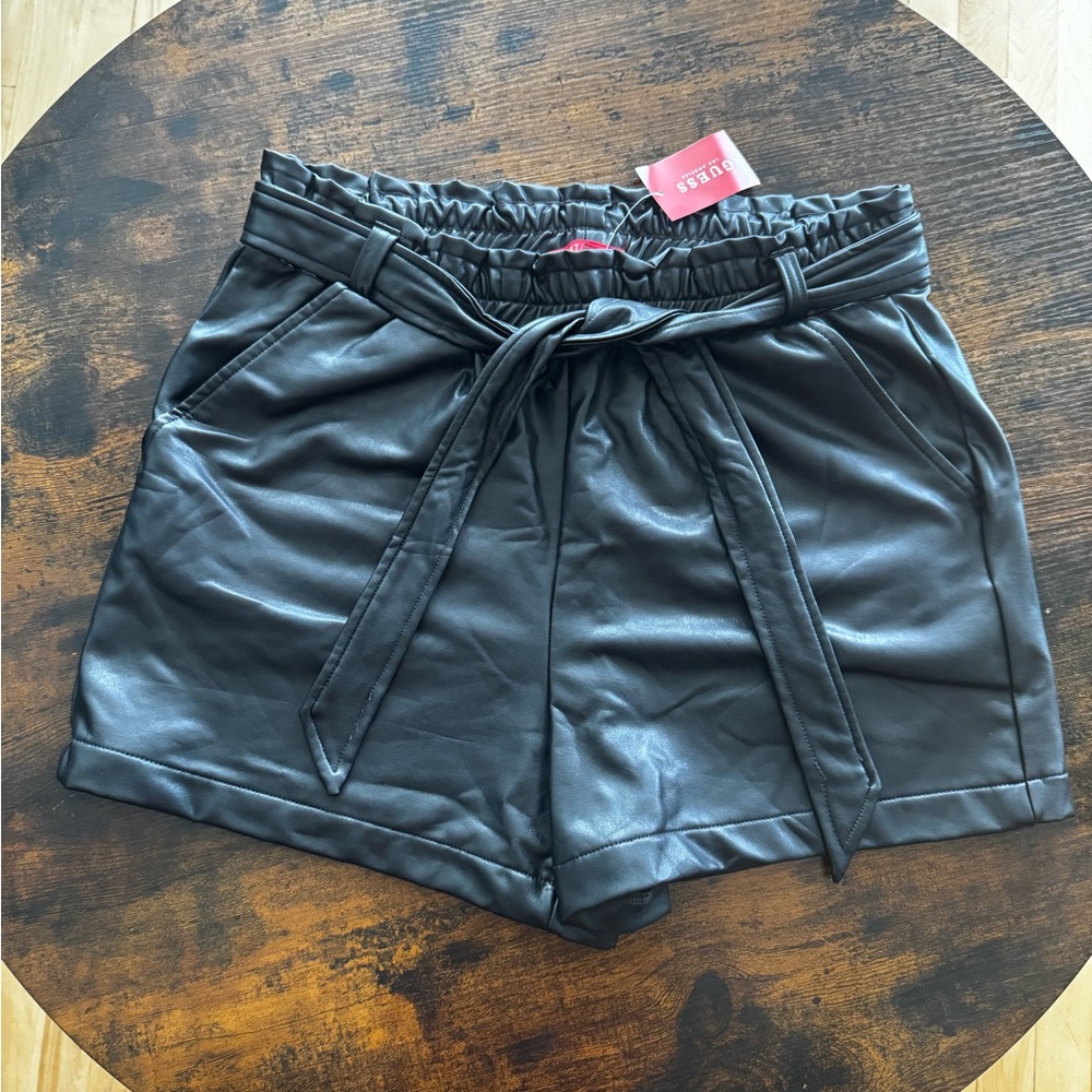 Guess Black High Waist Faux Leather Shorts